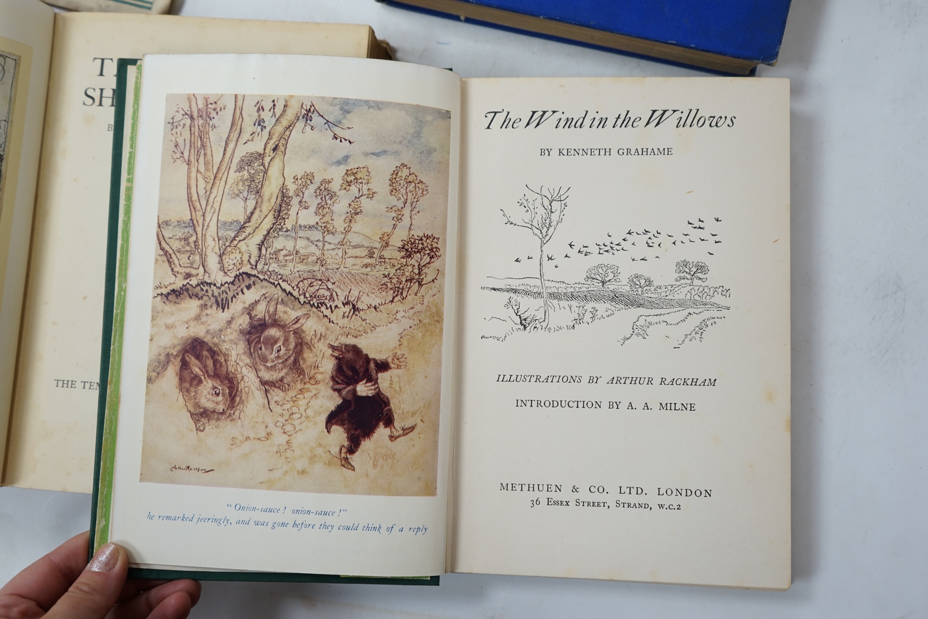 Lamb, Charles & Mary - Tales from Shakespeare. illustrated by Arthur Rackham. 1st trade edition thus. 12 coloured plates, num. text illus. and decorations; original gilt pictorial cloth and d/wrapper. 1909; Grahame, Kenn